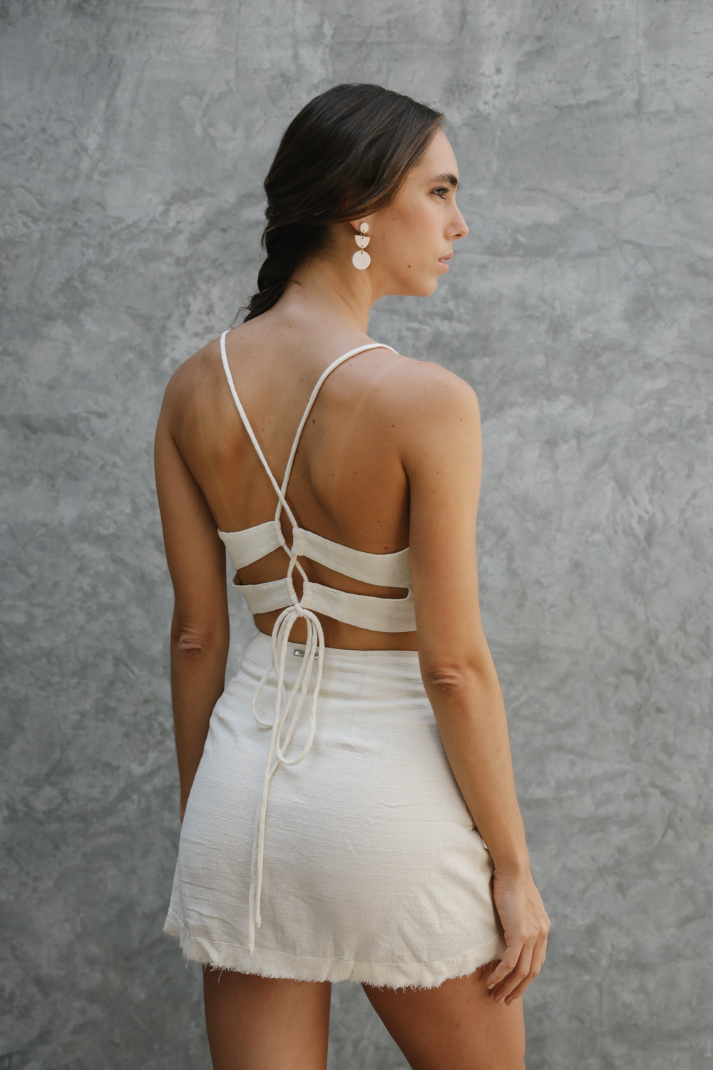 Linen Top With Back Ribbons - Hana