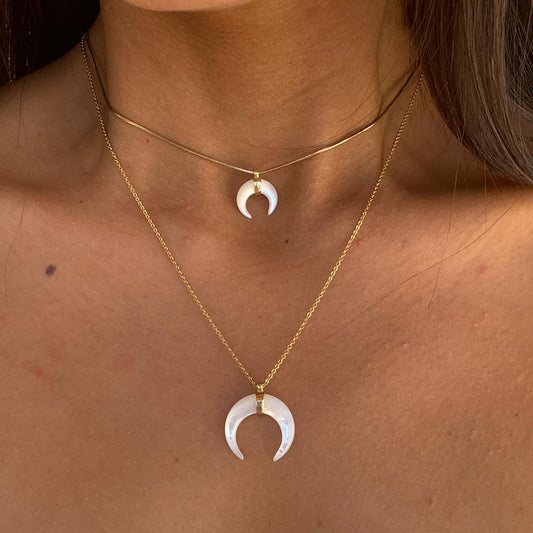 Mother of Pearl Double Moon Necklace