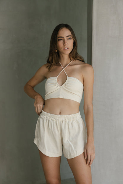 Linen Shorts with Elastic Waist - Kaira