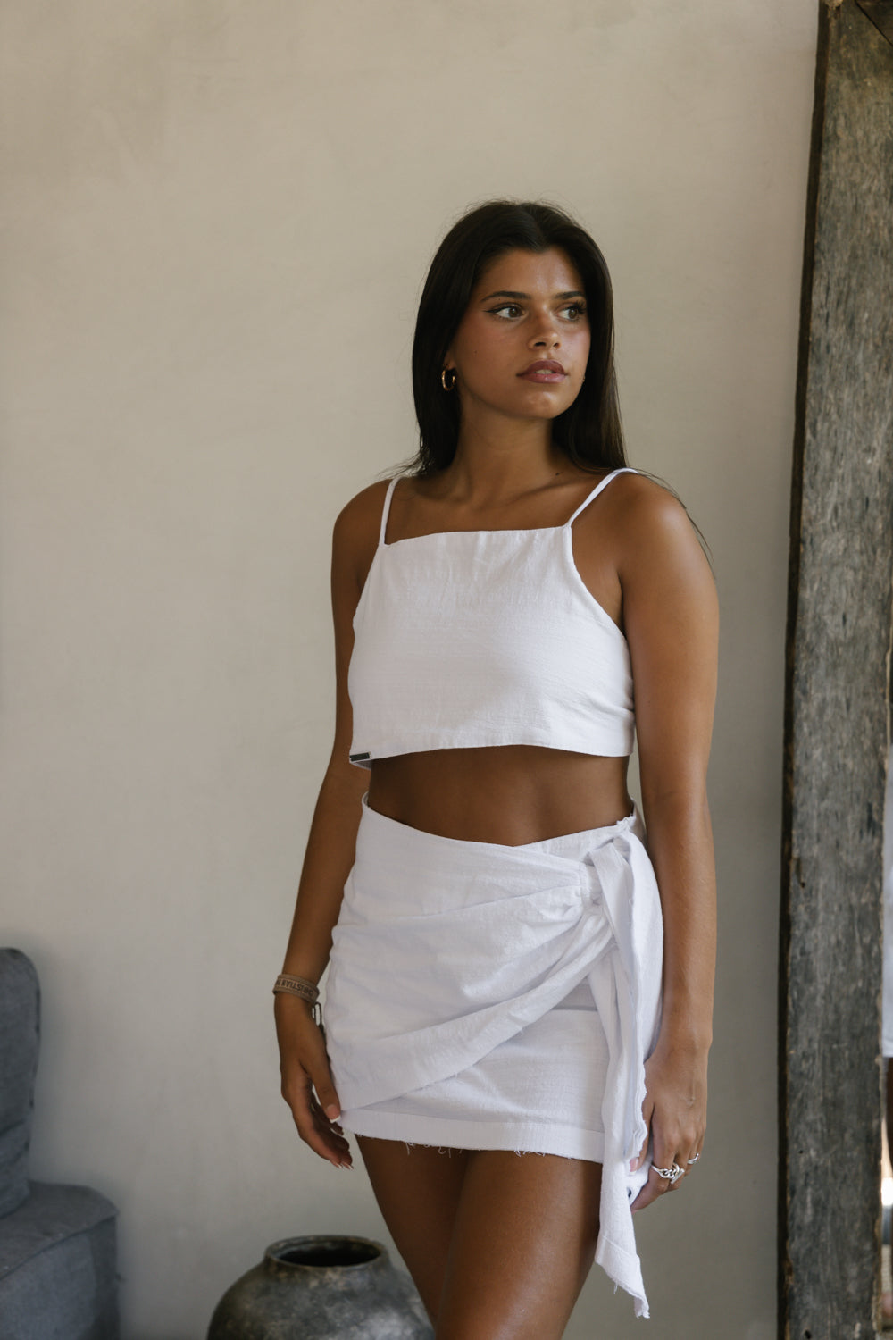 Linen Crop Top - Jade