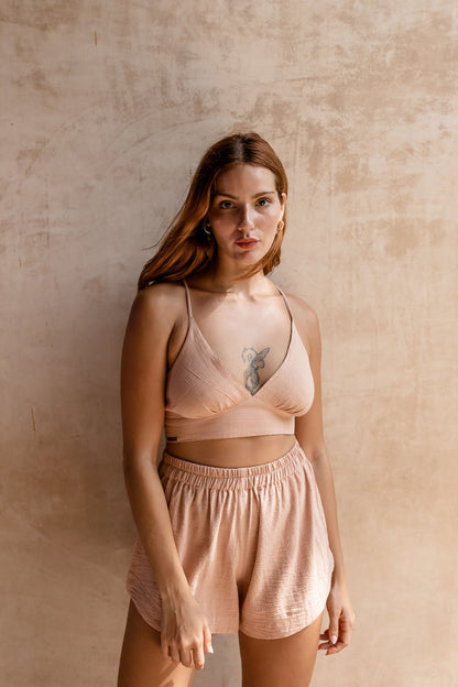 Linen Top With Back Ribbons - Hana